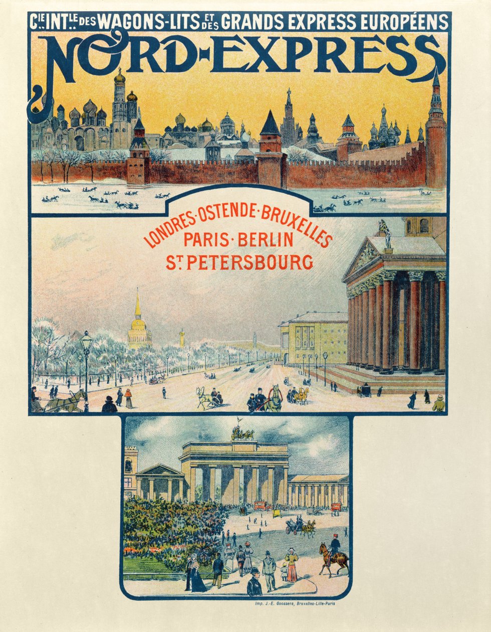 Poster advertising the Compagnie des Wagons-Lits et des Grands Express Europeens, London to St Petersburg, early 20th century by French School