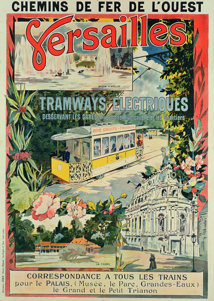 Poster advertising the electric tram at Versailles by French School