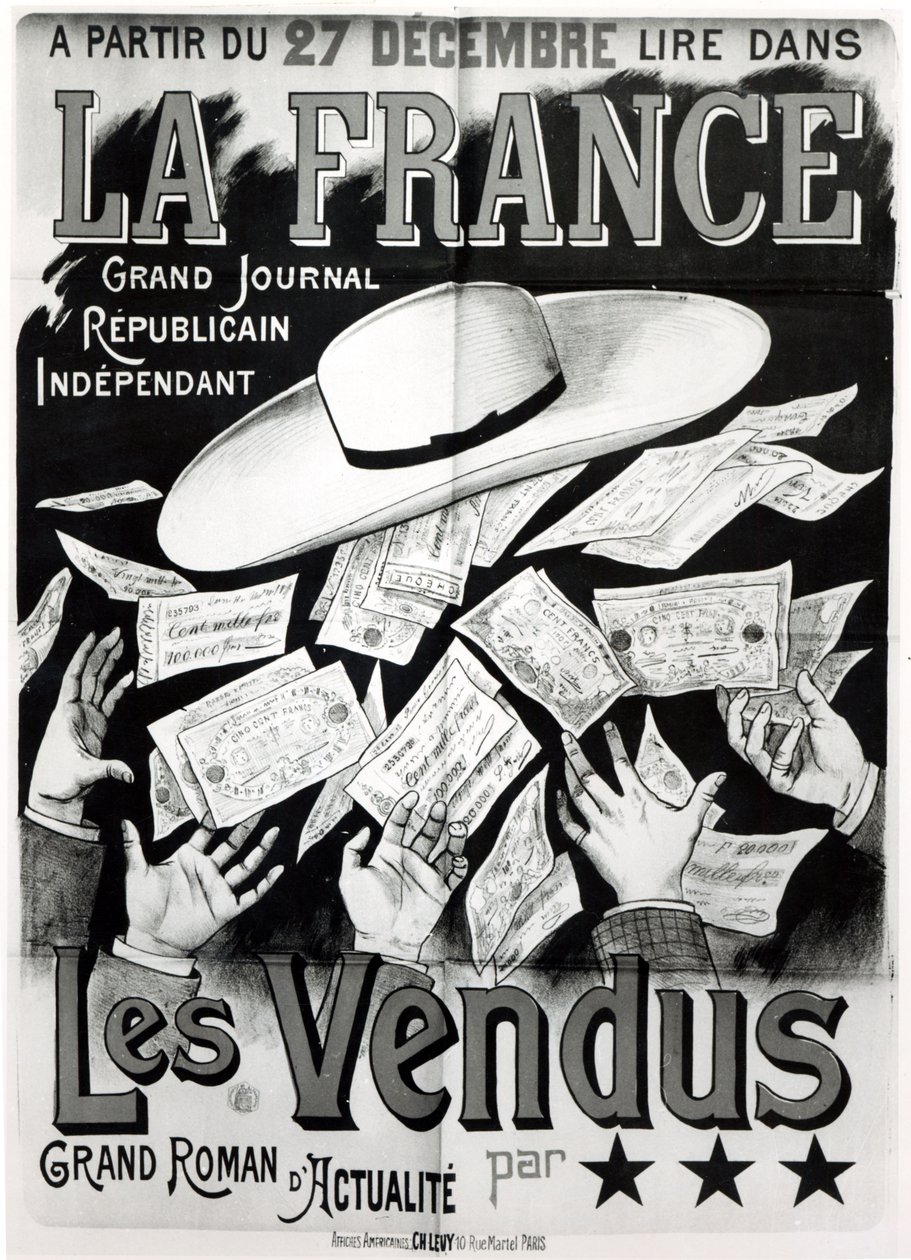 Poster advertising the novel Les Vendus dealing with the Panama Affair by French School