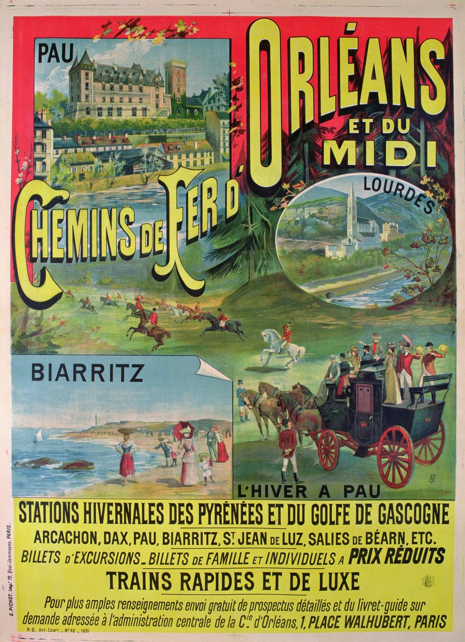 Poster Advertising the Railways of Orleans and Midi, France by French School