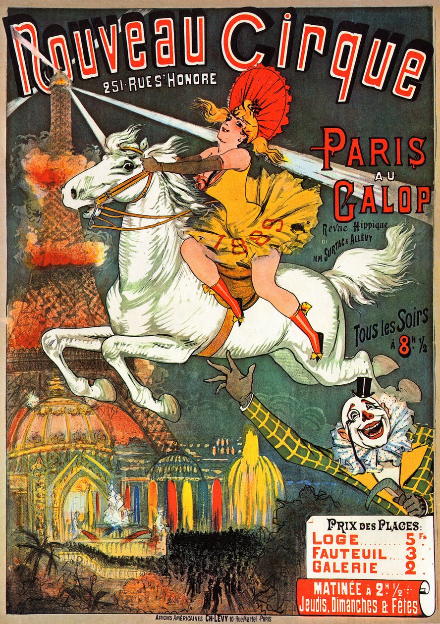 Poster for an equestrian magazine at the Nouveau Cirque on rue Saint Honore in Paris by French School
