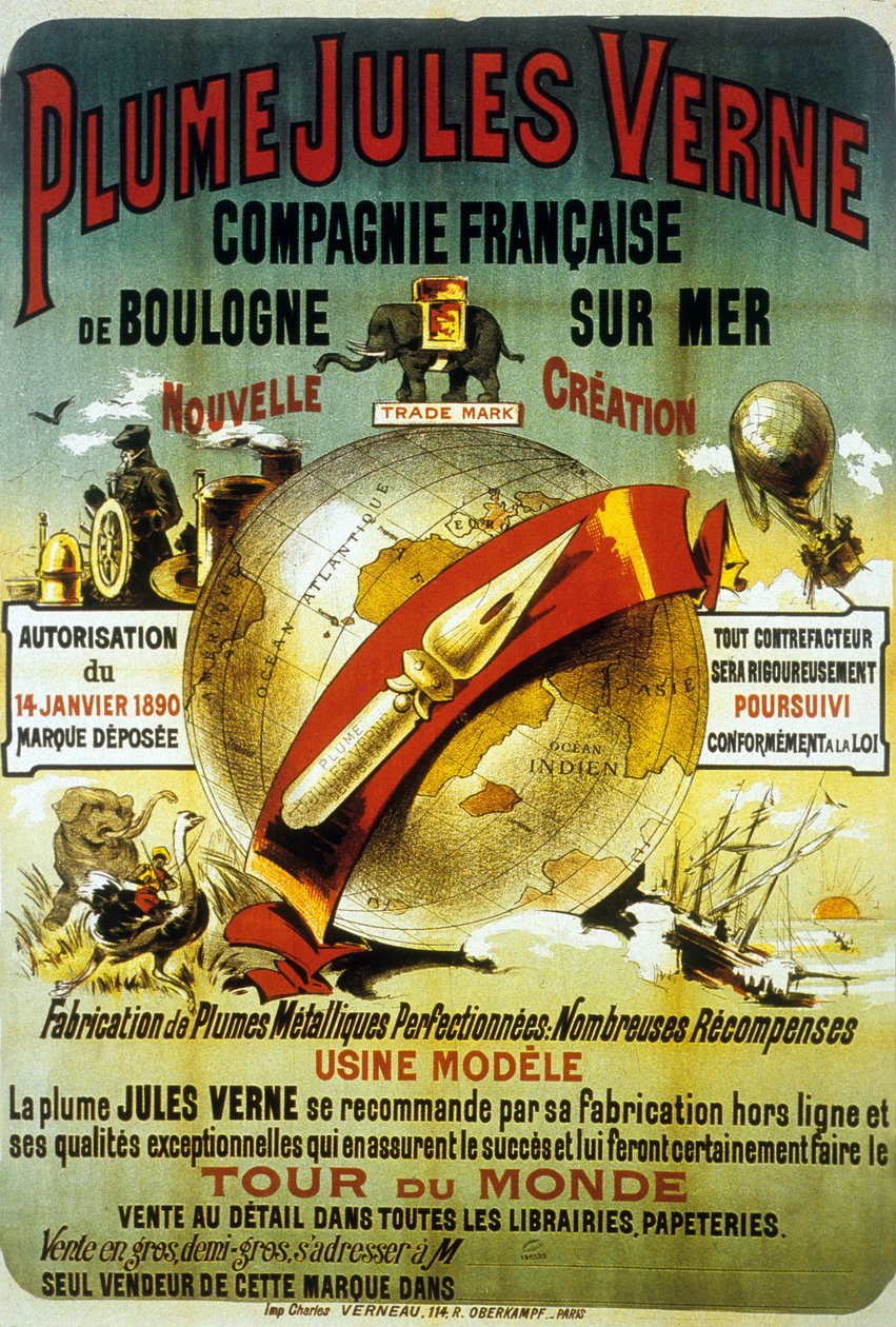 Poster to promote PLume by Jules Verne by French School