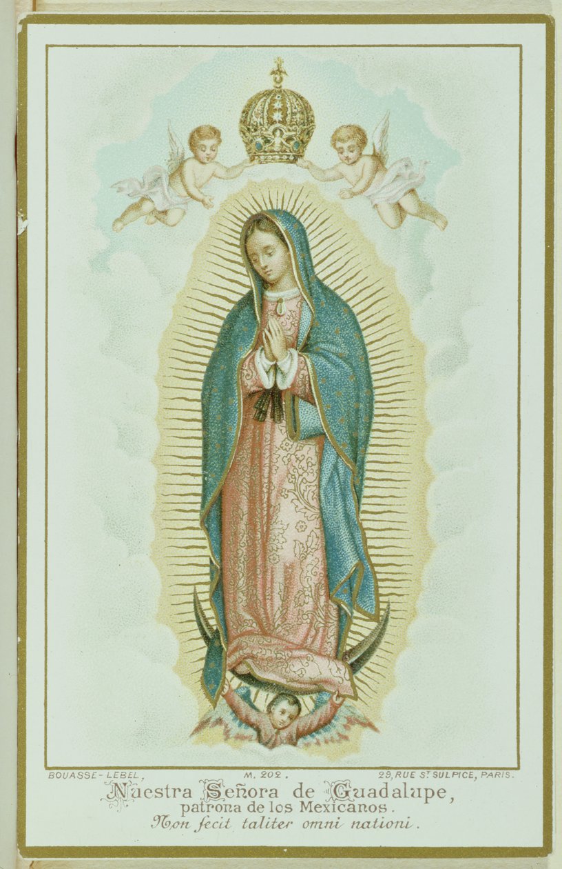 Prayer Card Depicting Our Lady of Guadalupe by French School
