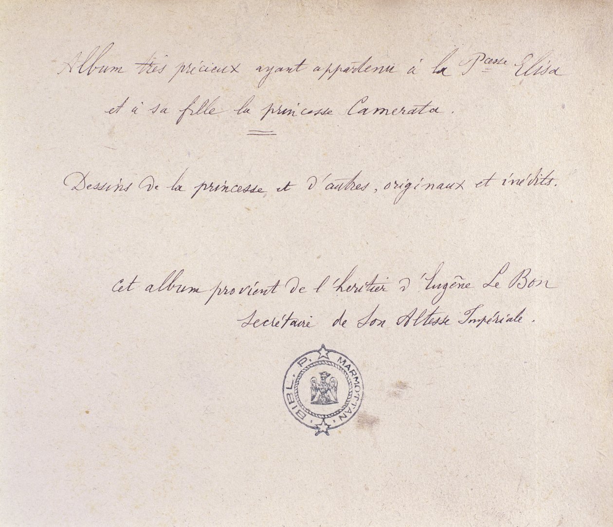 Precious album which belonged to Princess Elisa and her daughter Camerata by French School