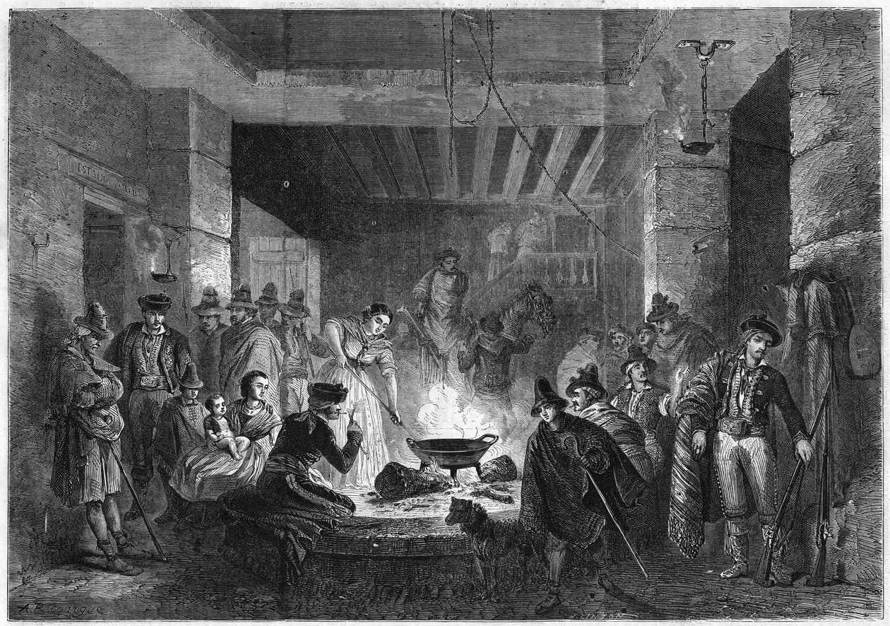 Preparation of the meal in a posada (inn) of the Sierra Nevada, Spain by French School