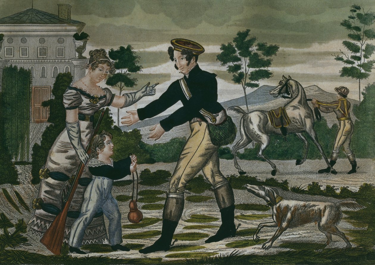 Preparing for the hunt, plate 1 by French School
