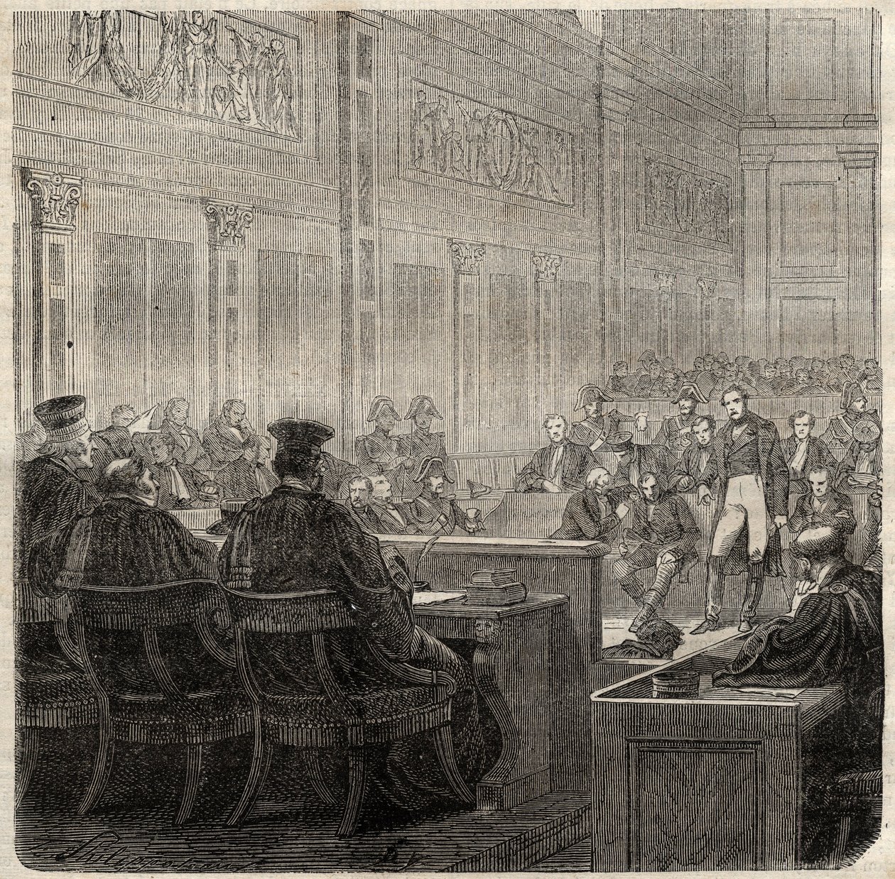 Trial by the Royal Court of Poitiers of General Jean Baptiste Breton (Jean-Baptiste) called Berton (1769-1822) in 1822 by French School
