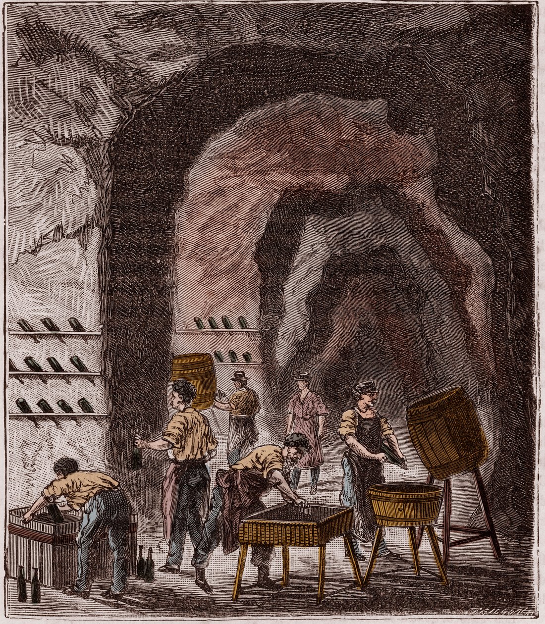 Production of Champagne - Engraving in 