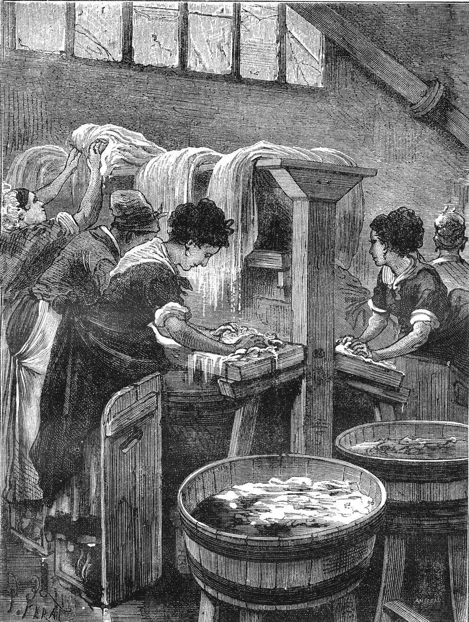 Public wash, washing workshop, water use 1880 by French School