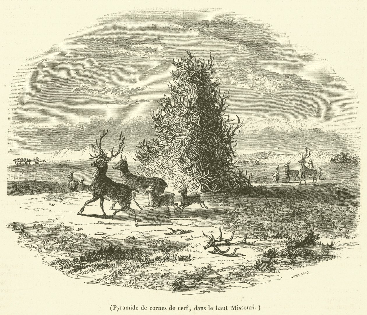 Pyramid of Deer Antlers, in Upper Missouri by French School