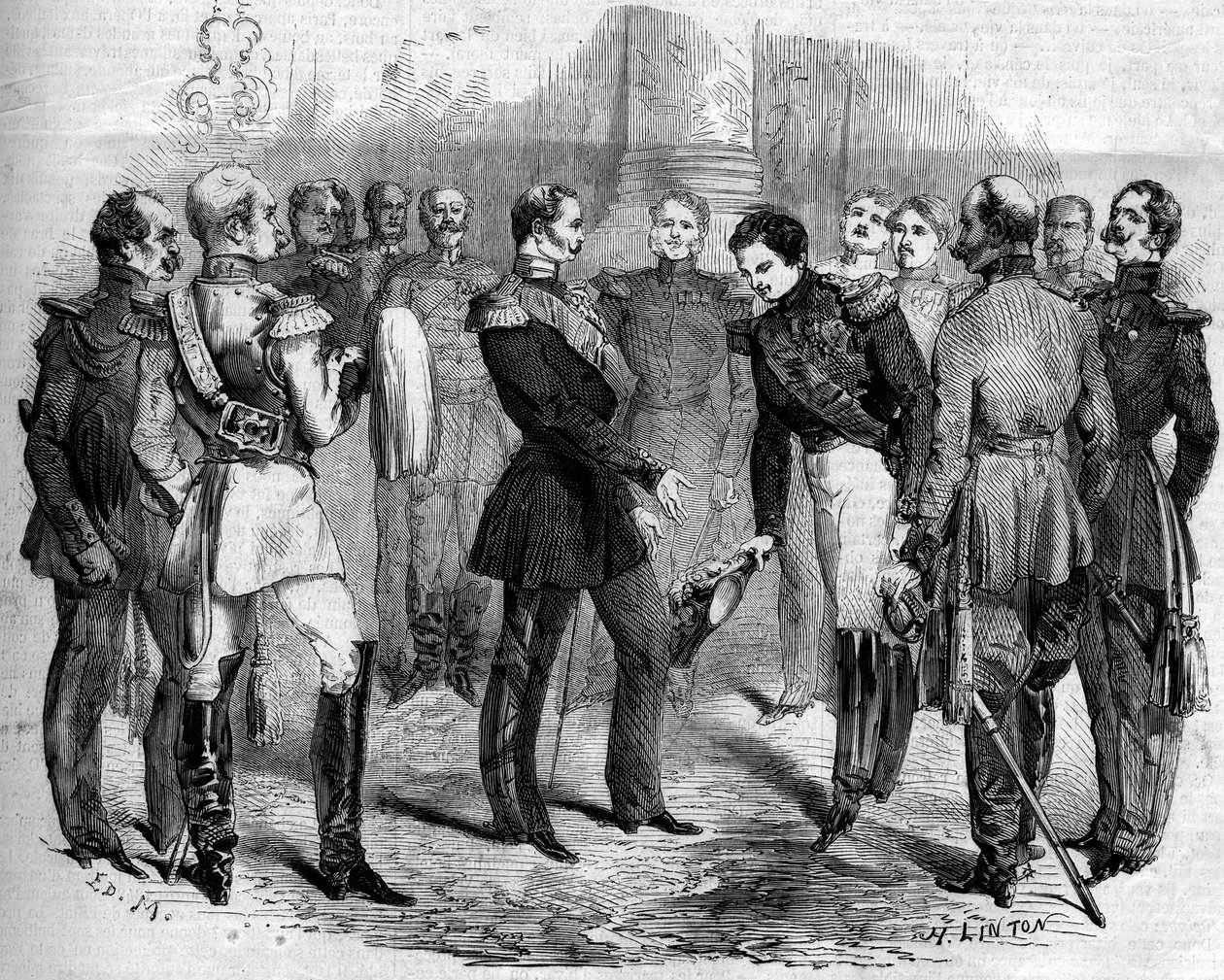 Reception of the French Emperor Napoleon III (1808-1873) by the Russian Tsar Alexander II (1818-1881) in Warsaw (Poland) by French School