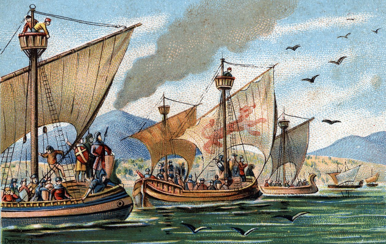 Reconquering East Sicily over Arabs: Roger de Hauteville conquers Puglia and Calabria and destroys the Saracen fleet in Palermo by French School