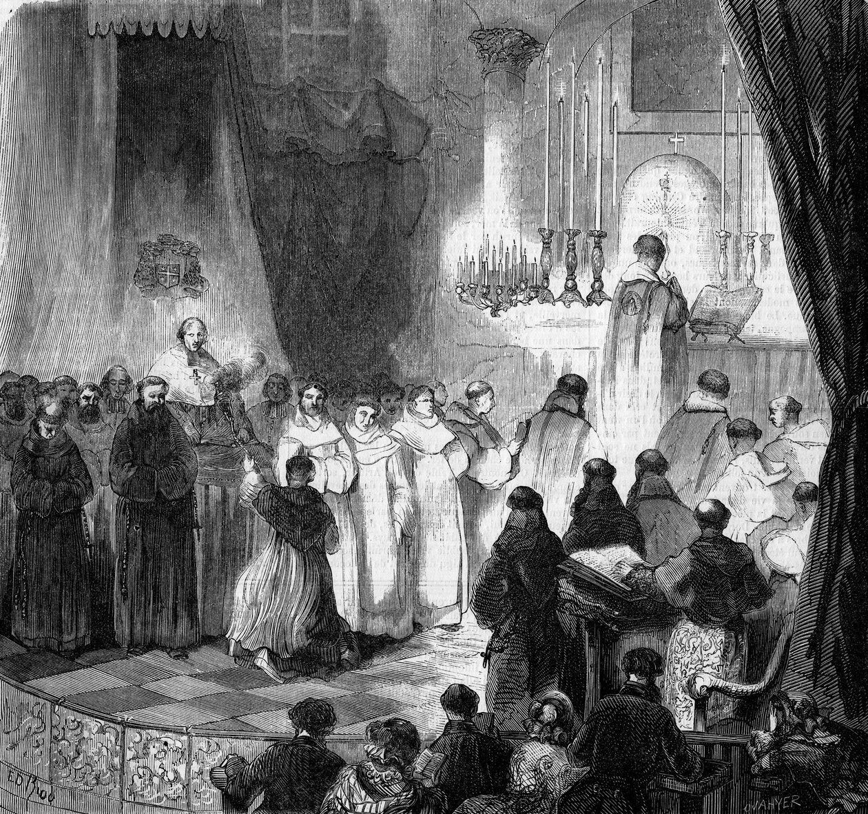 Religious Ceremony: fete of Saint Dominique (August 8) celebrated inside the old church of the Carmes in Paris by French School