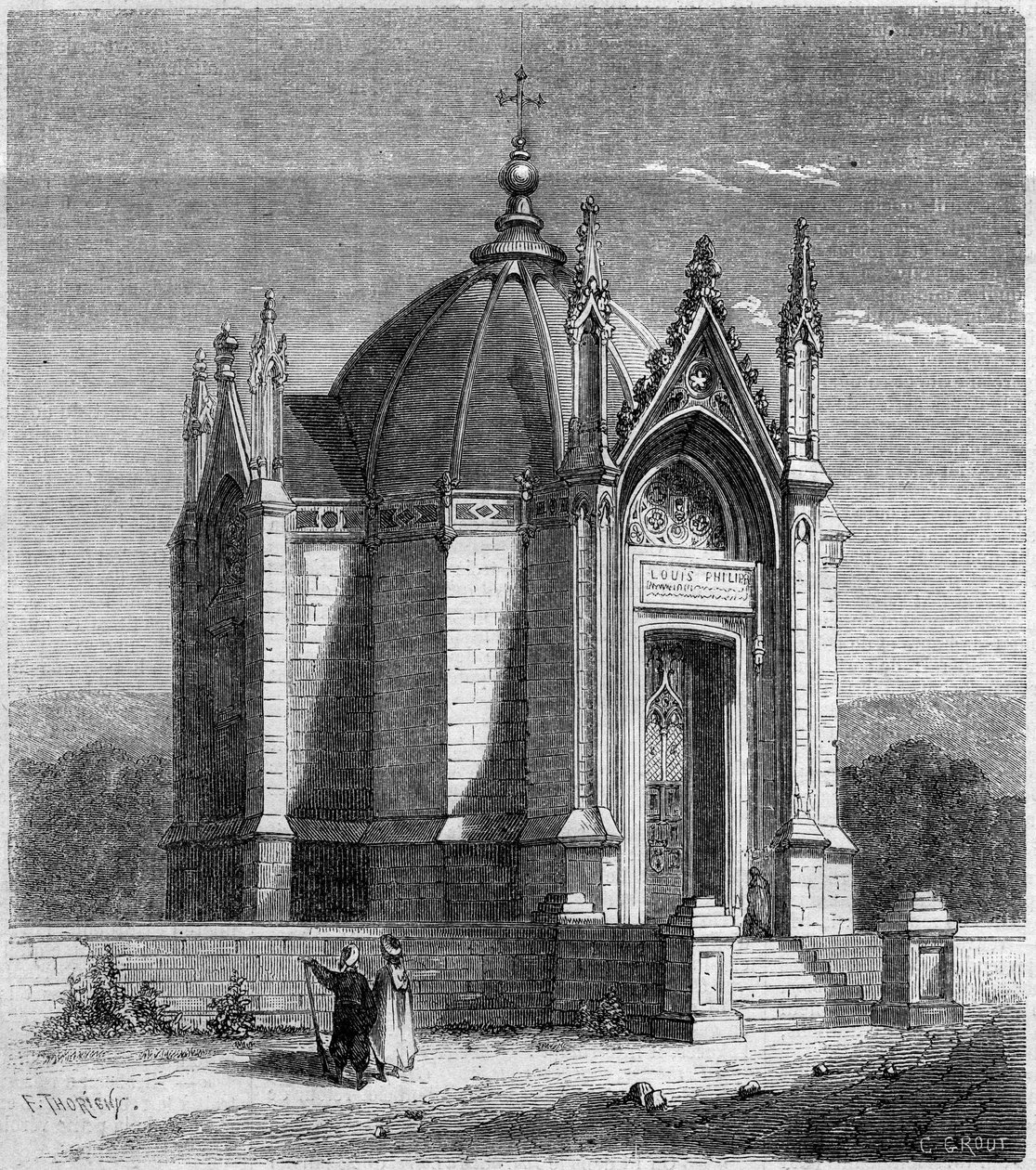 Religious architecture: exterior view of the chapel Saint Louis (1842), Carthage, Tunisia by French School