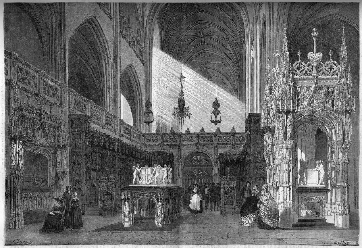 View of the choir of the church of Brou, Ain by French School
