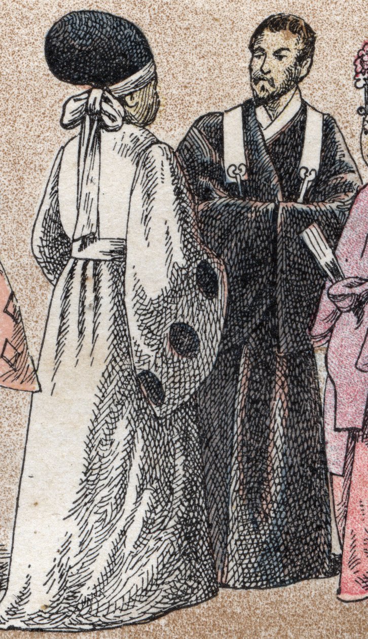 Religious costumes in Asia: two shinto priests from Japan by French School