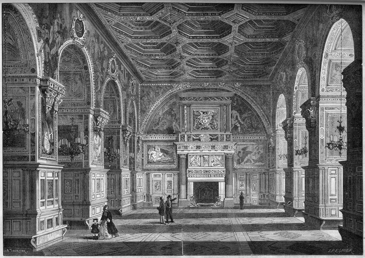 Renaissance architecture: general view of the ballroom with French ceiling realized by Niccolo dell