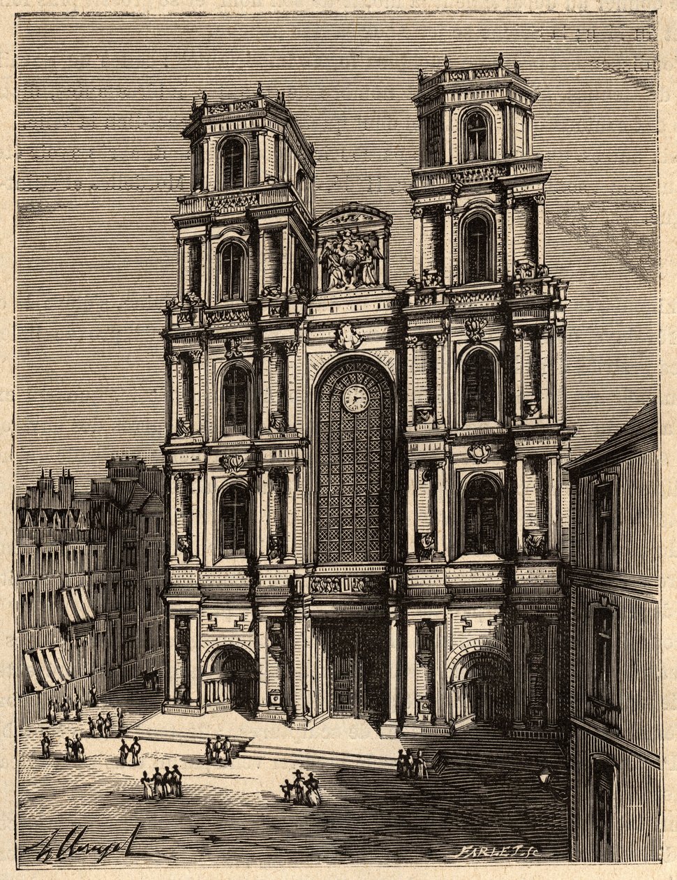 Rennes - La Cathedrale Saint Pierre - engraving in 