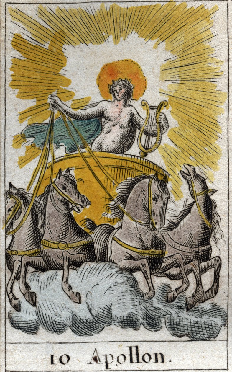 Representation of Apollo, god of singing, music and poetry, on his chariot. From 