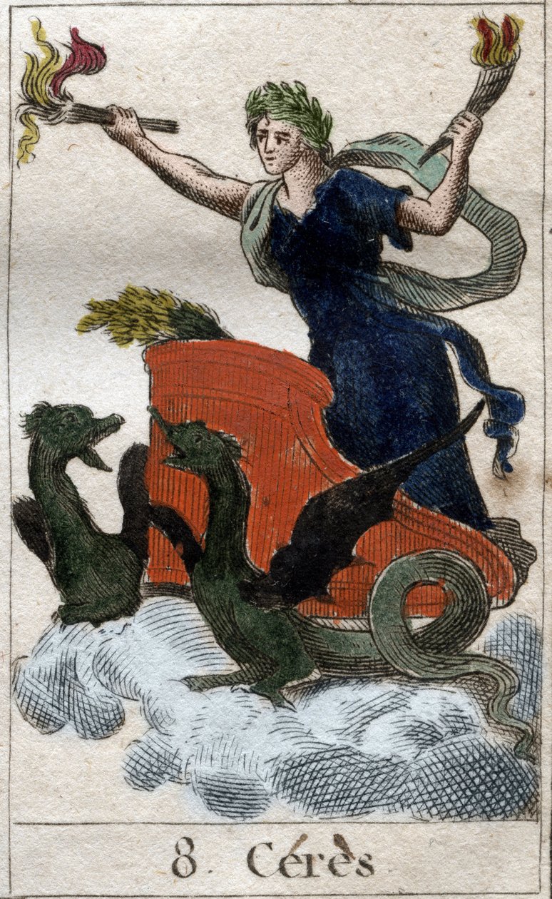 Representation of Ceres on her chariot, goddess of agriculture, harvest and fertility. From 