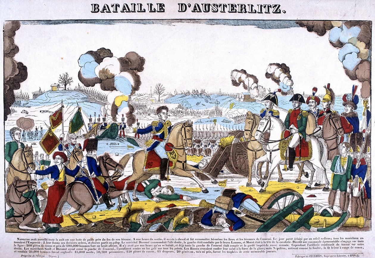 Representation of the Battle of Austerlitz, or Battle of the Three Emperors, on 02/12/1805. Picture of Epinal by French School
