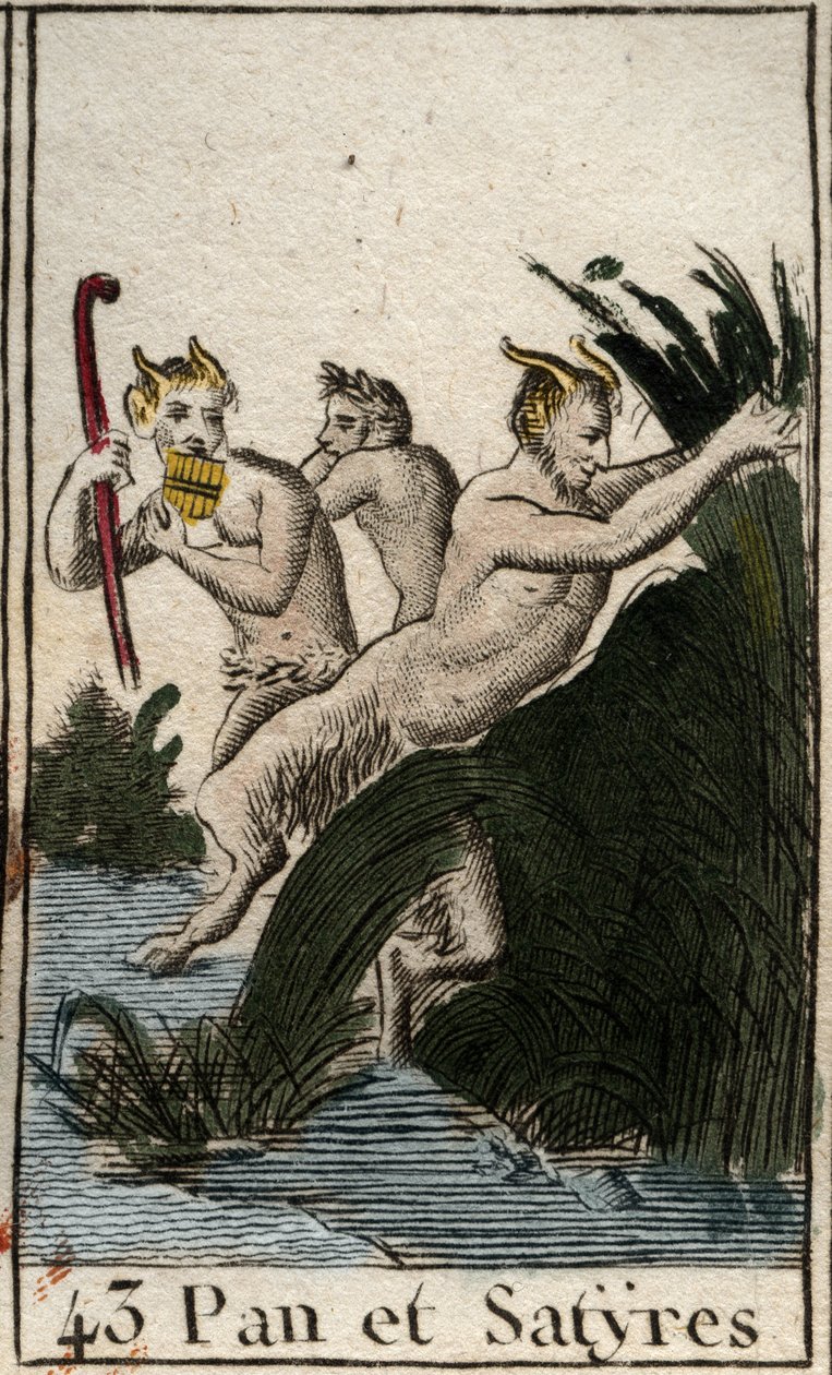 Representation of the Country God Pan and Satyrs. He Has Hairy Thighs, Goat Feet, and Plays Flute (Syrinx). From 