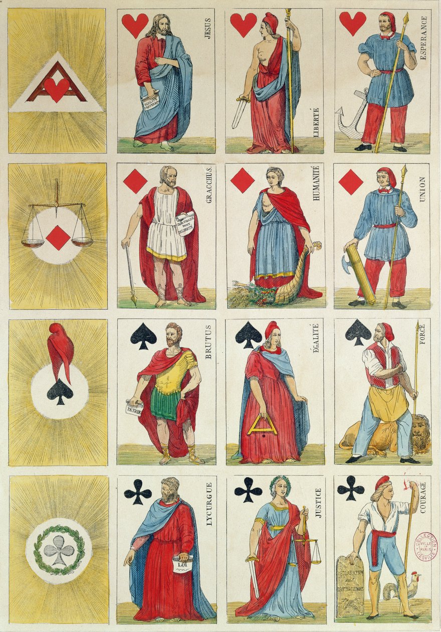 Reproduction of Republican Playing Cards Dating from the Period of the Revolution of 1848 by French School