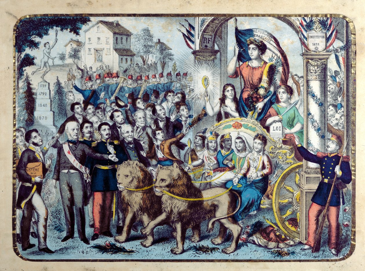 Republican allegory celebrating the French Constitution of 1876 by French School