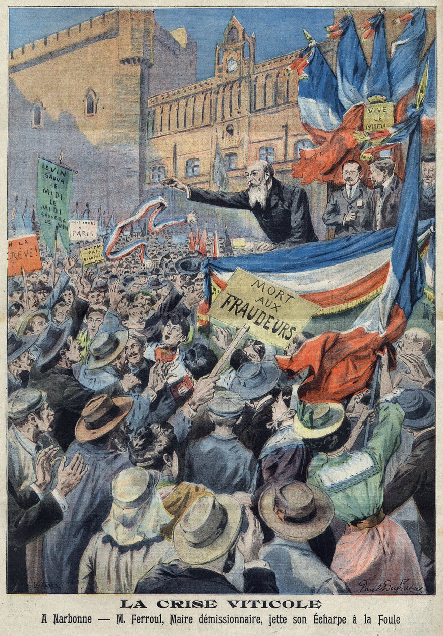 Revolt of the vineyards in south of France in 1907 by French School