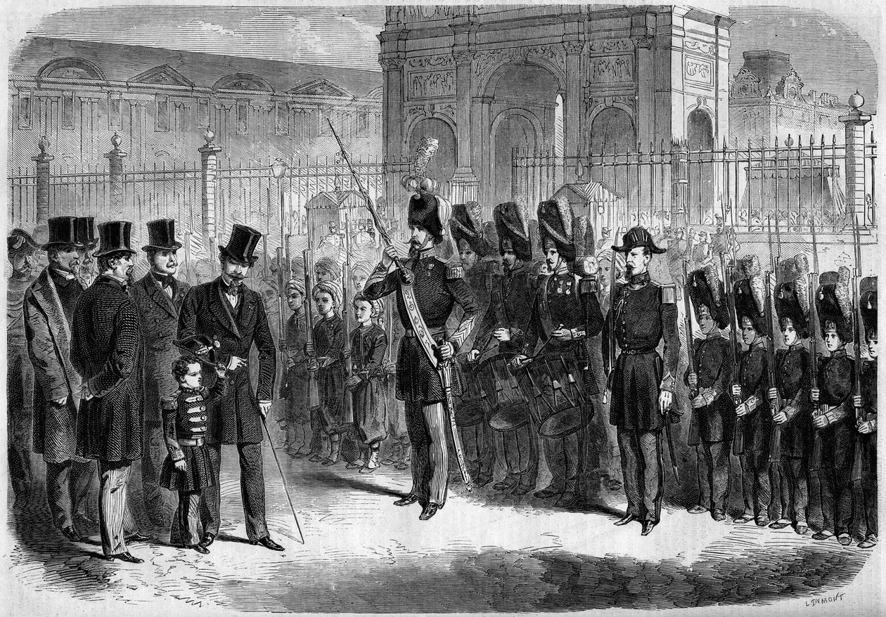 Review of the pupils of the imperial guard by the Imperial Prince, Napoleon Eugene Louis Jean Joseph Bonaparte (1856-1879), son of Napoleon III, February 15 by French School
