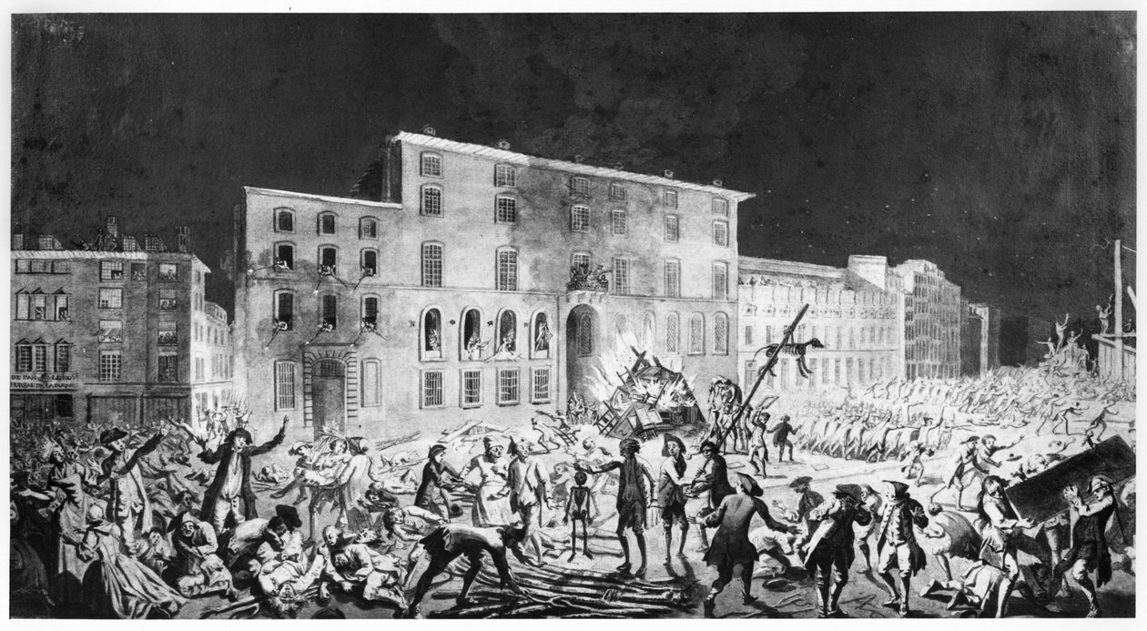Riot at Lyon, 27th November 1768 by French School