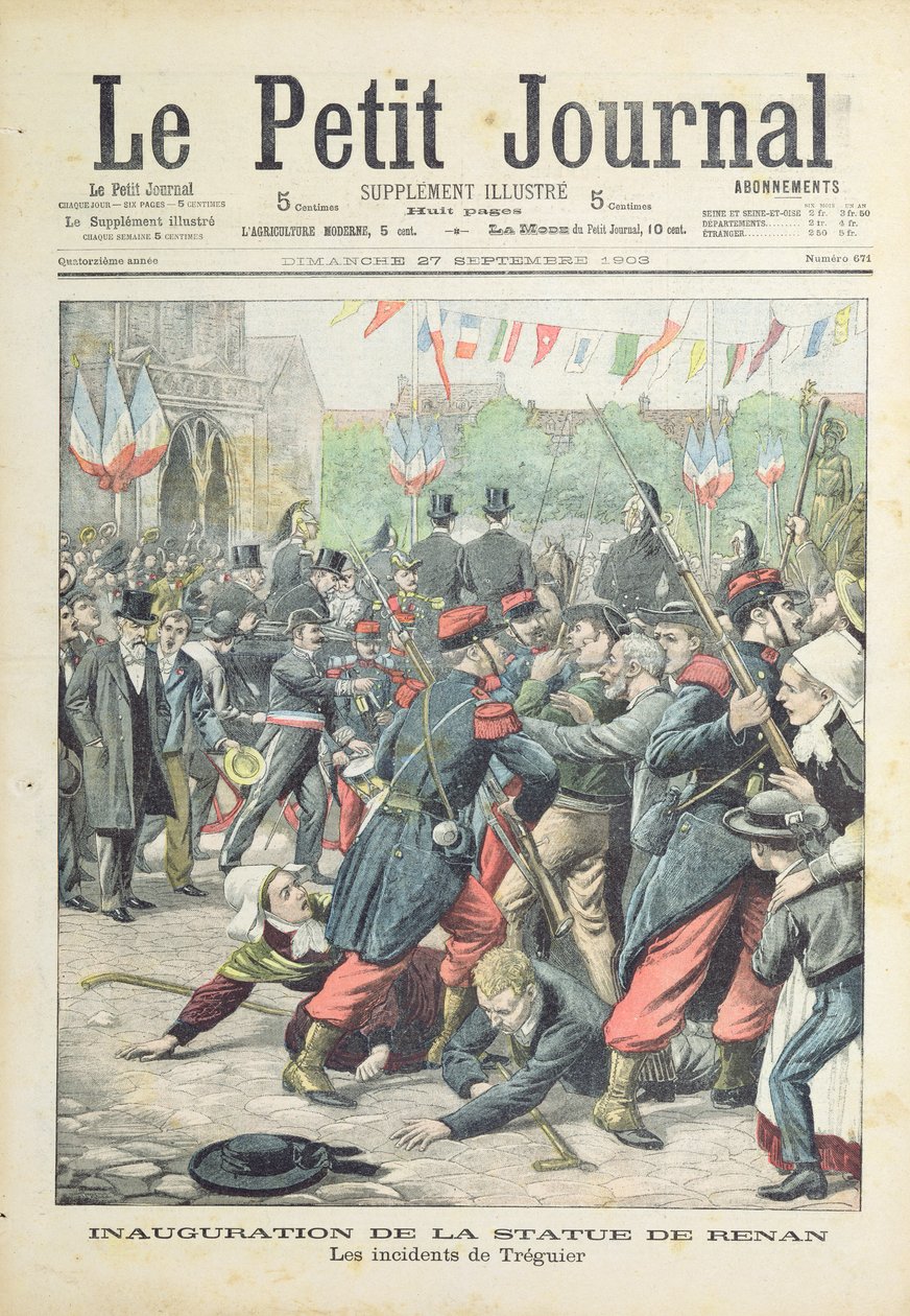 Riot in Treguier at the inauguration of a statue of Renan, cover illustration of 