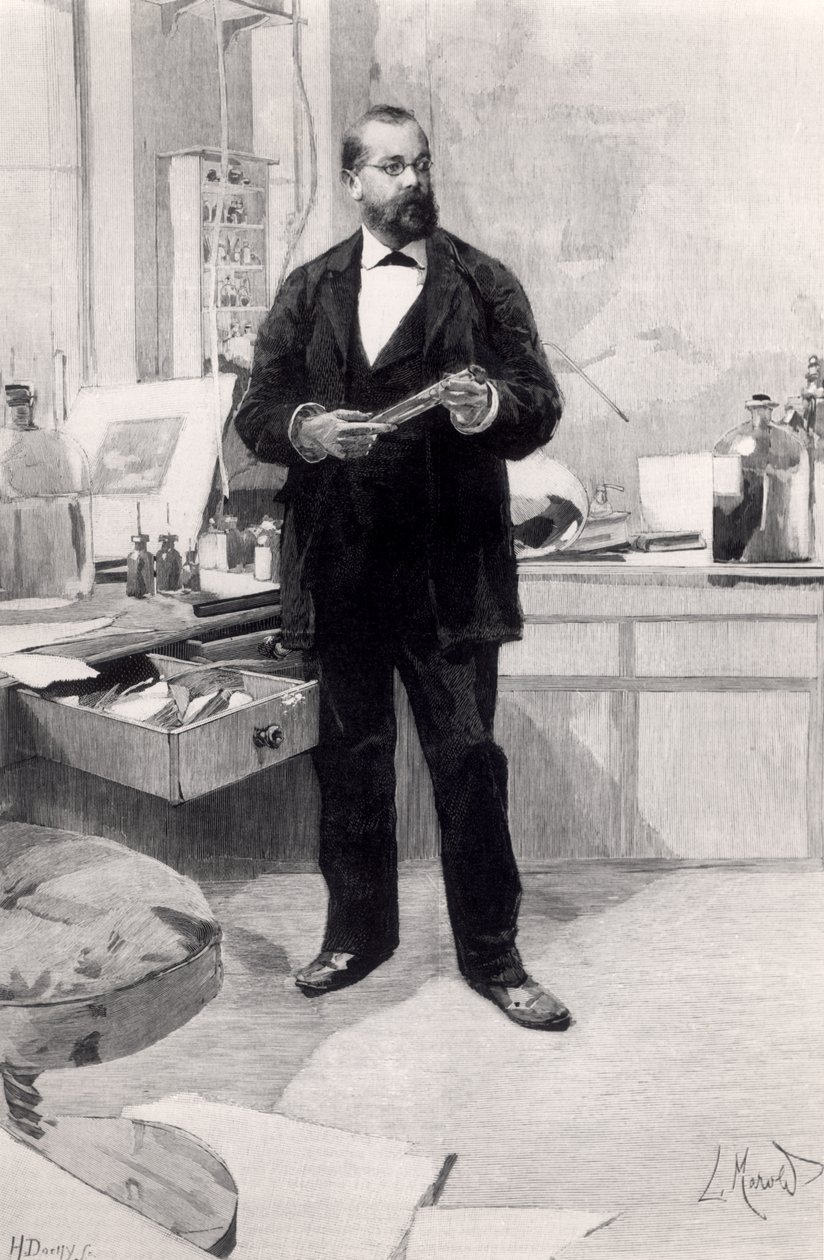 Robert Koch in his laboratory, from Le Monde Illustre, 29th November 1890 by French School