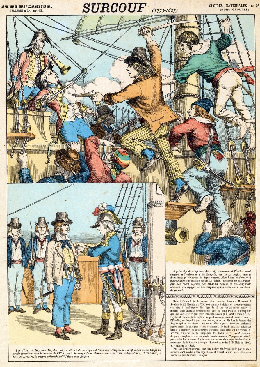 Robert Surcouf, French sailor and privateer, here at boarding of English boat 