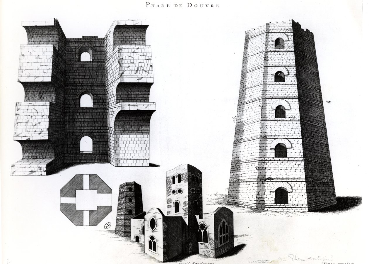 Roman Lighthouse and Church of St. Mary-in-Castro at Dover, Kent, England by French School