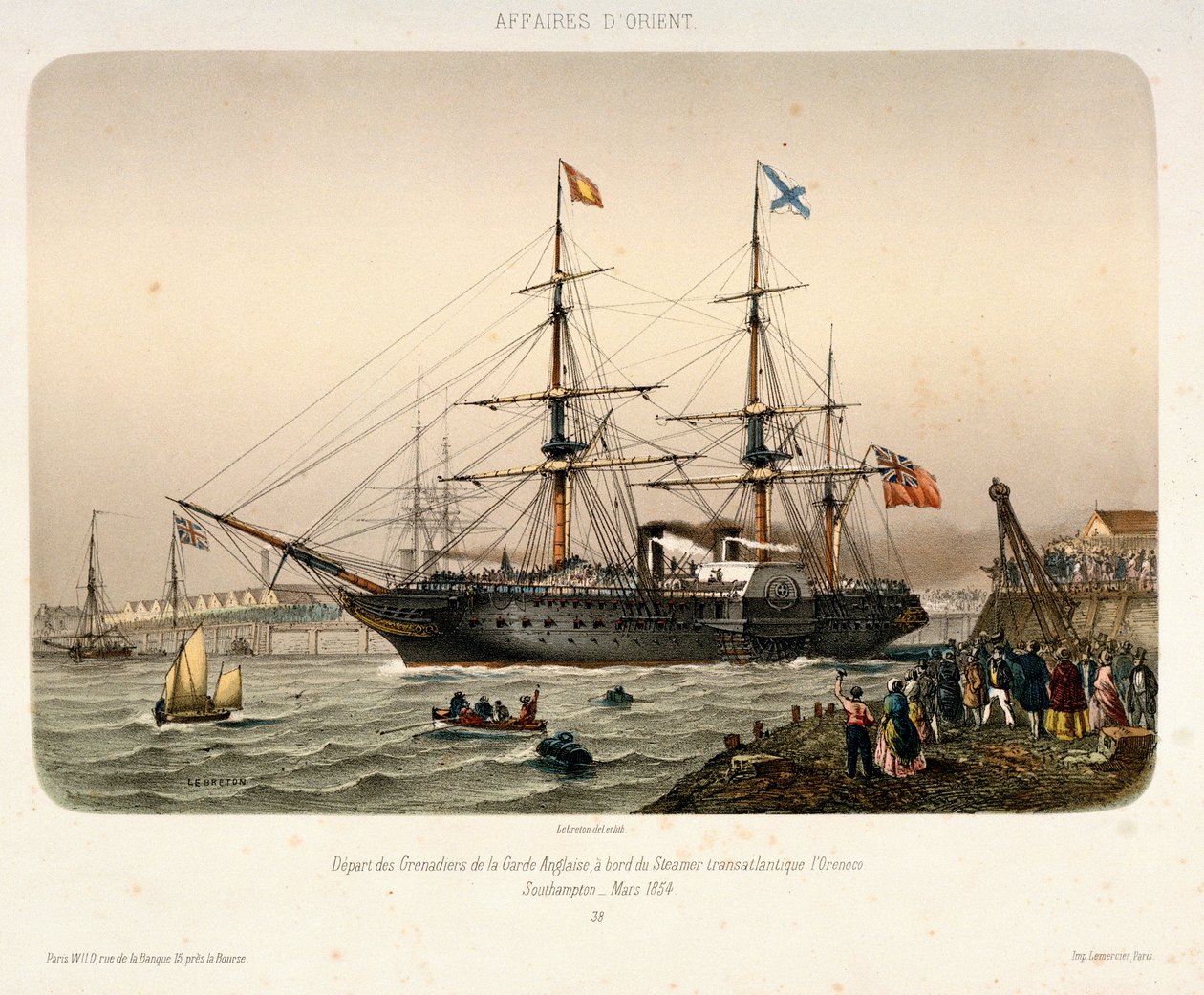 Royal West Indian Mail Steamer Orinoco leaving Southampton, c.1854 by French School