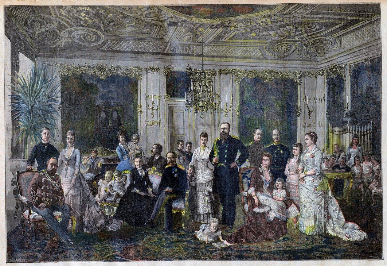 Royal families gathering in Denmark to celebrate silver wedding of the czar and czarina in a small village of Juleboekshusene from 