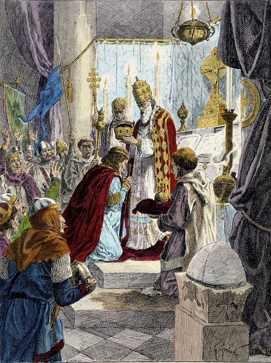 Sacred (Coronation) of Charlemagne in 800 by Pope Leo III by French School
