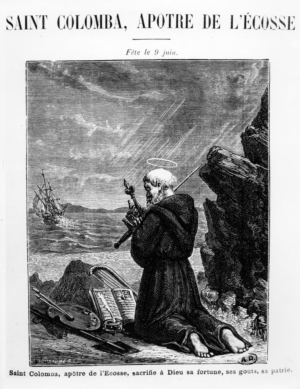 Saint Columba, Apostle of Scotland by French School