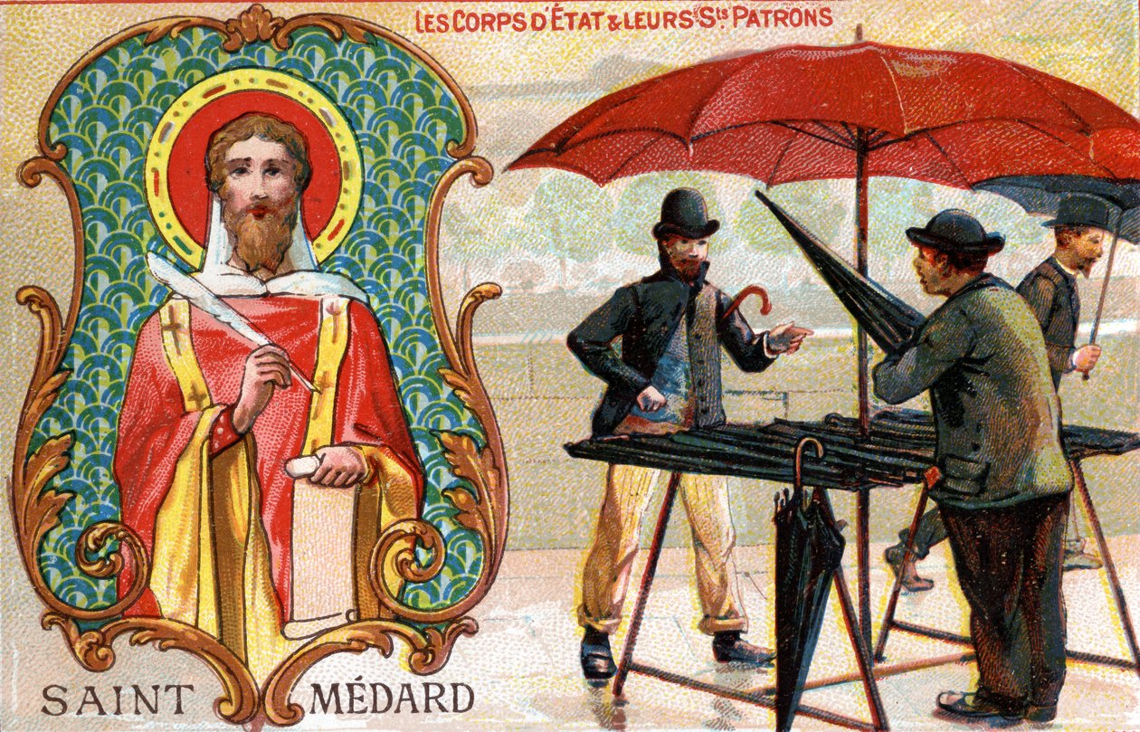 Saint Médard, Patron Saint of Umbrella Sellers, c.1910 by French School