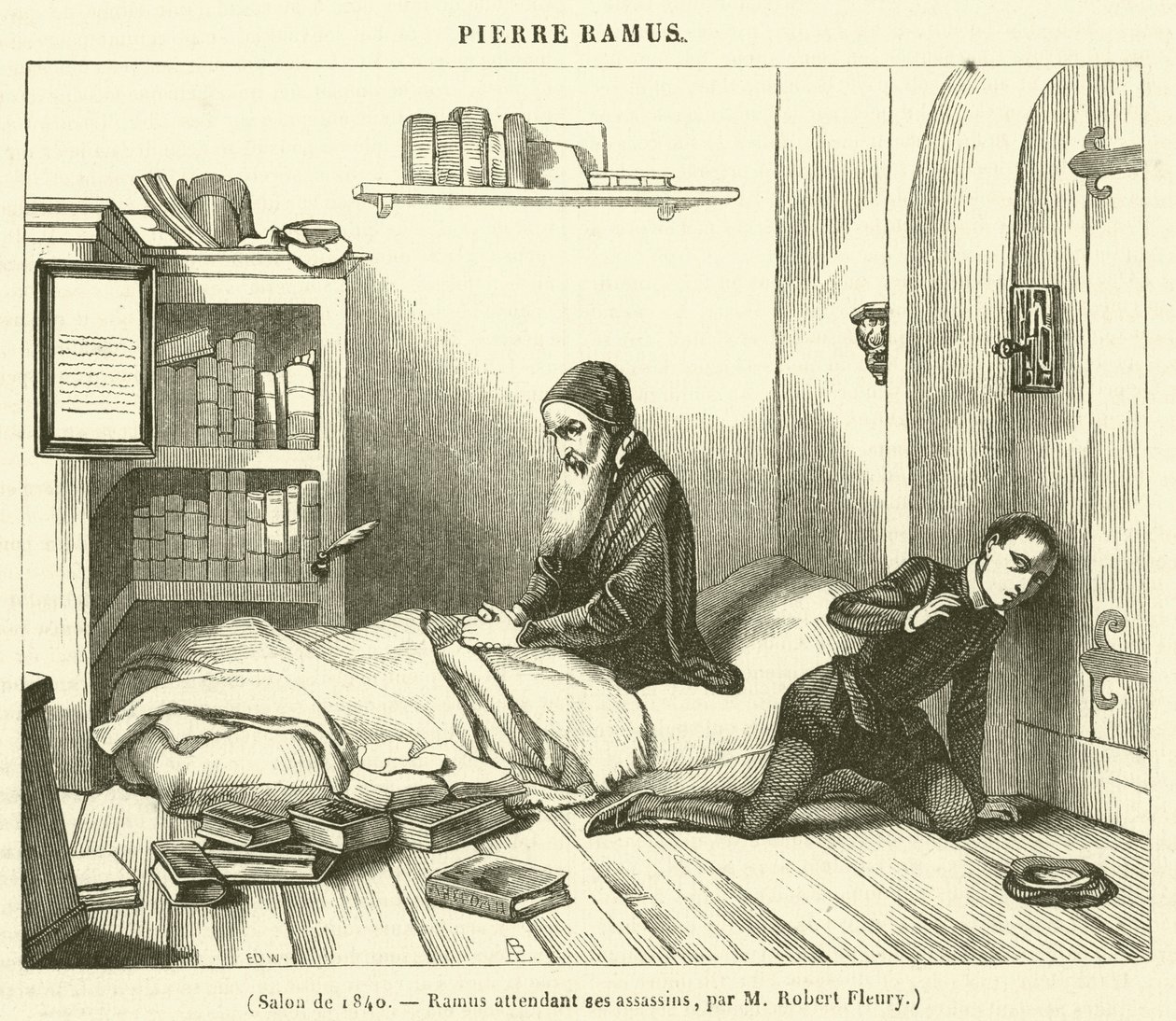 Salon of 1840, Ramus Awaiting His Assassins by French School