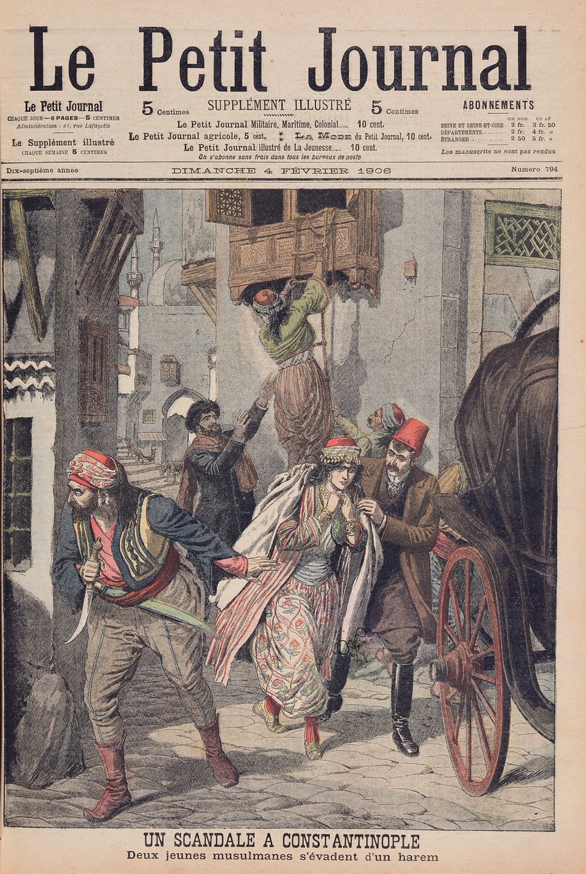 Scandal in Constantinople, Two Young Muslim Ladies Escaping from a Harem, illustration from 