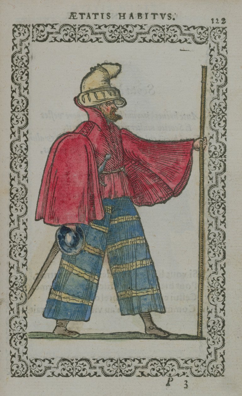 Scottish man in native costume, from Costumes du Monde, 1572 by French School