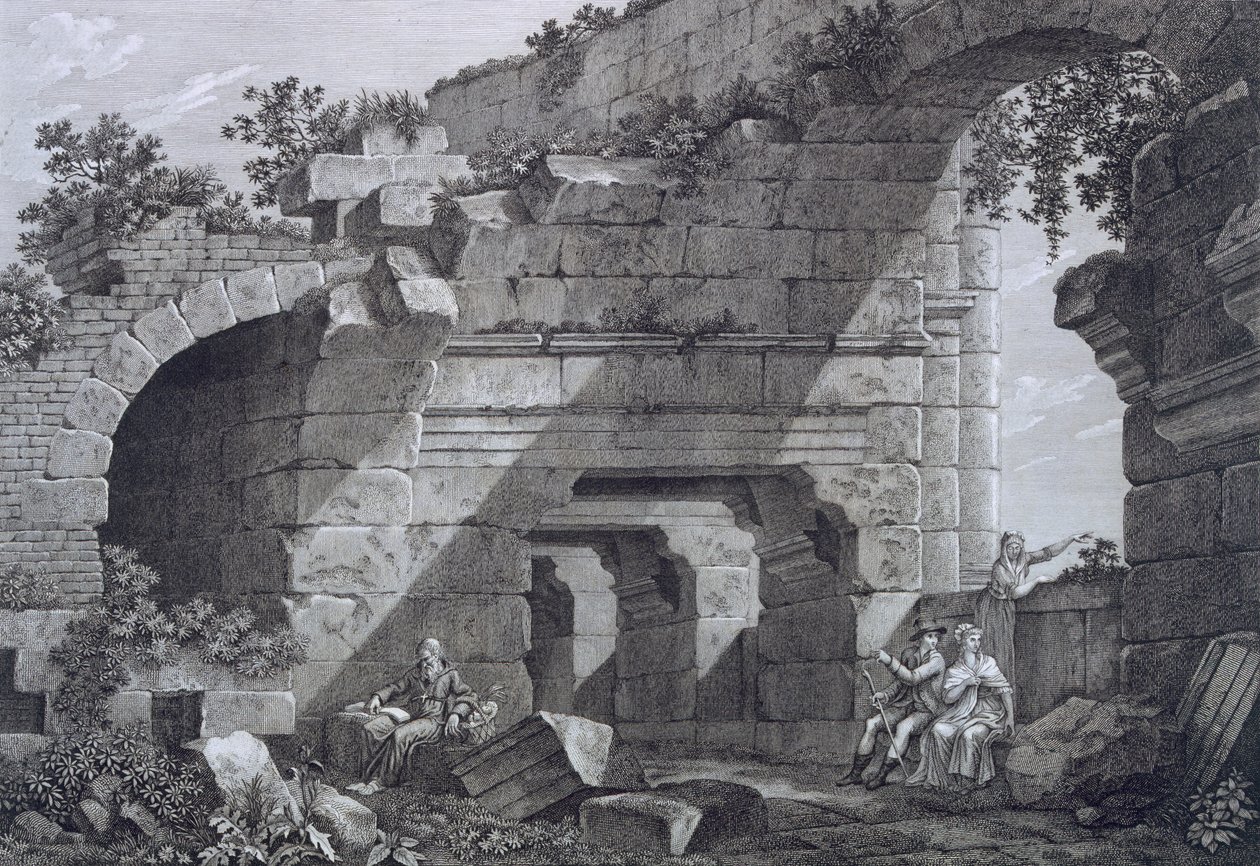 Second tier galleries of the amphitheatre at Nimes, from Antiquities of France: Vol I, Monuments of Nimes by French School