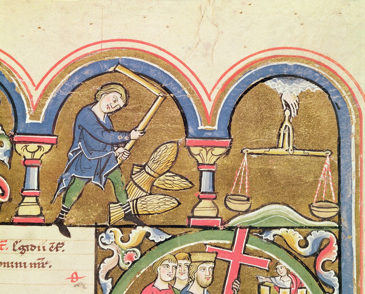 September: Threshing Grain, from the Psalter of St. Elizabeth by French School