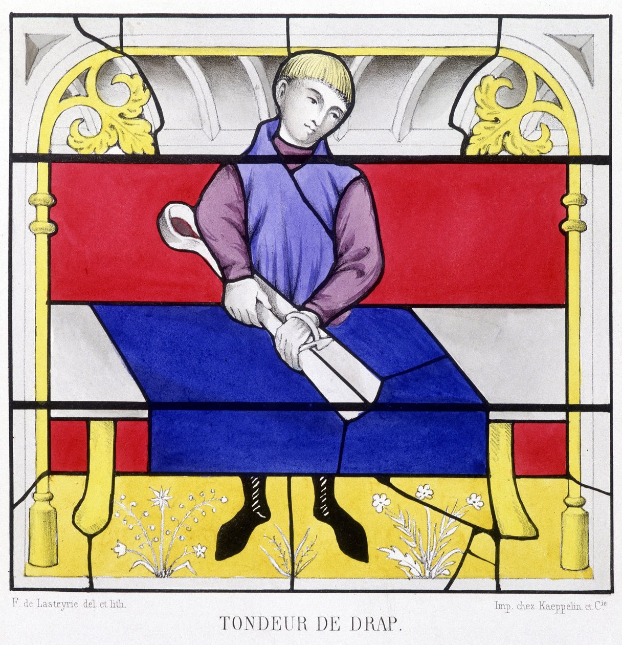Sheetmaker. Facsimile of a stained glass from the Middle Ages in 