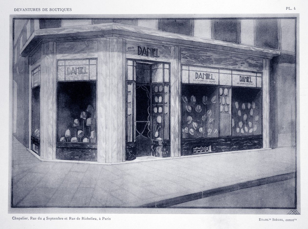 Shop Front, Plate 4, illustration from Devantures de Boutiques by Louis-Pierre Sezille, Paris by French School