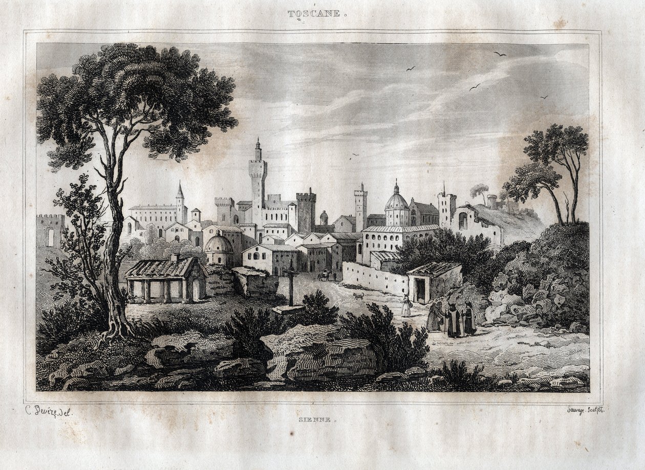 Siena - Toscana - Tuscany - Engraving from 