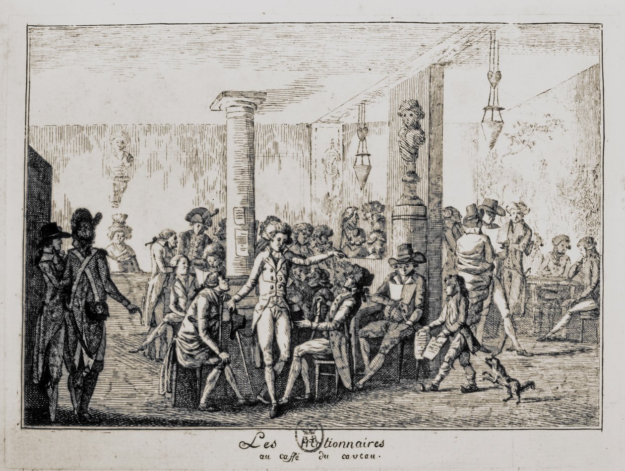 Sieyes and Les Nationnaires at the cafe du caveau in Paris, August 1789 by French School