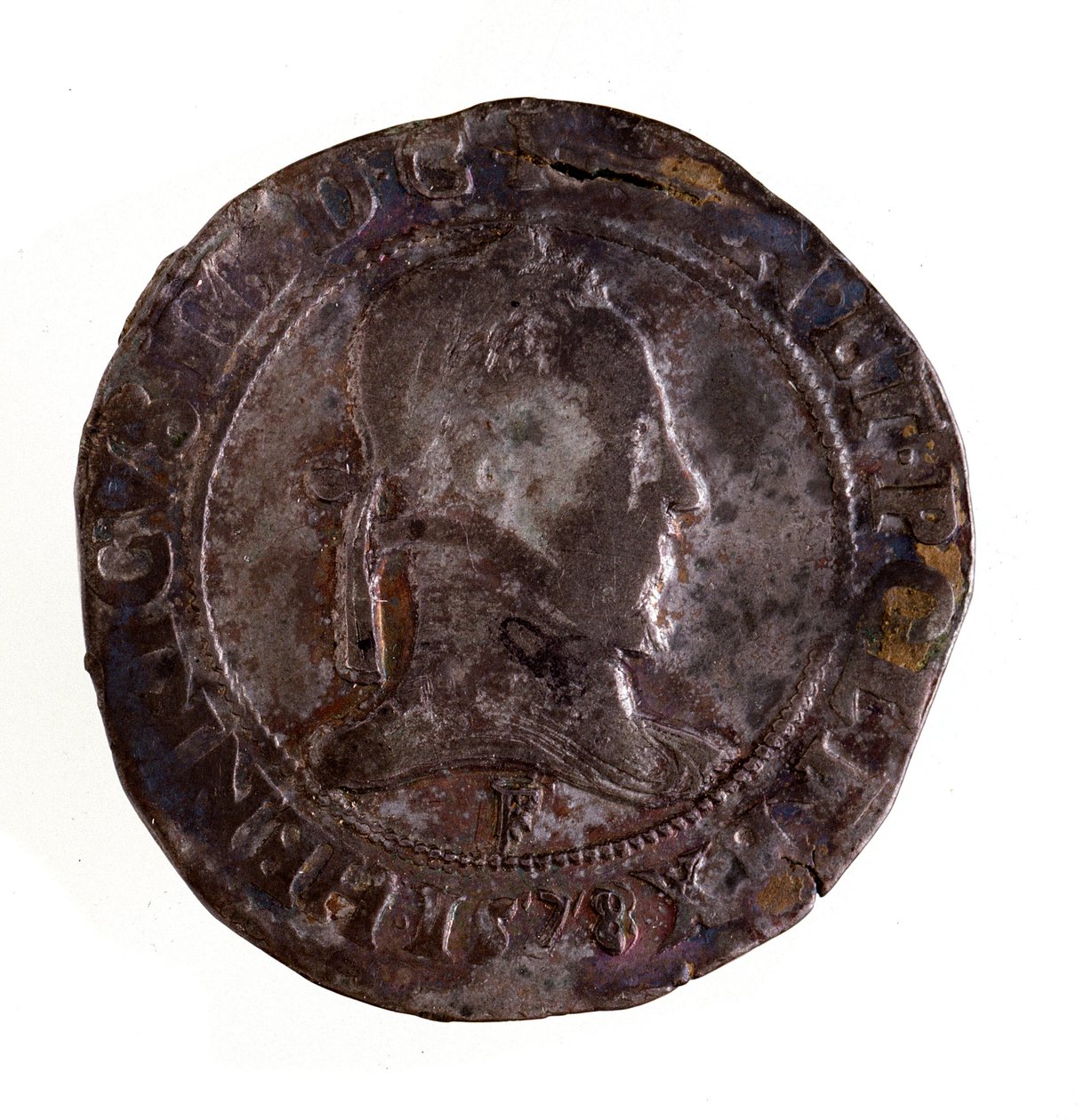 Silver French Testoon, Reign of King Henry III of France (1574-1589). Diam. 3.5 cm Naples, Museo Archeologico by French School